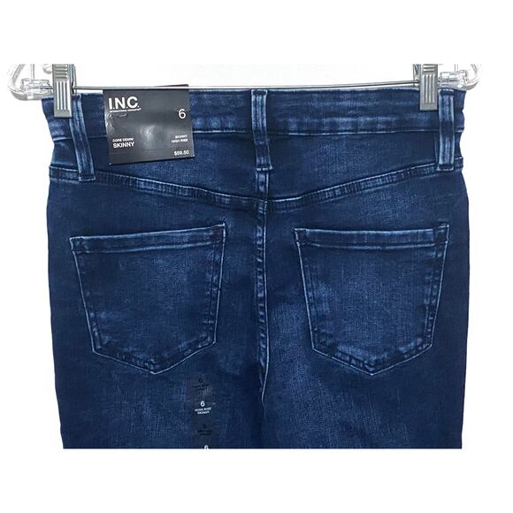 INC Denim High Rise Skinny Jeans Womens 6 Stretch Casual Classic Dark Indigo NWT - Picture 4 of 11